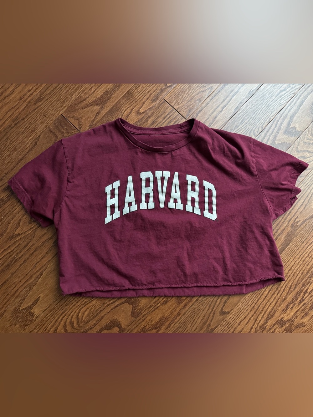 Harvard Maroon Logo Crop Tee - Women's Short Sleeve